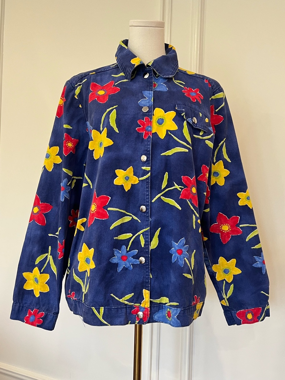 Vintage 90s Painterly Floral Jacket Simon Chang Colour Pop Statement Canada 8